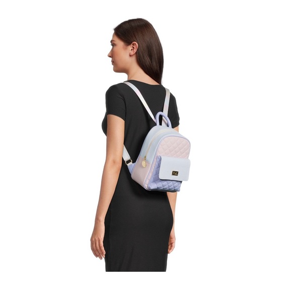 ✨ NWOT Betsey Johnson Luv Bag Lula Quilted Backpack Purse Pastel Rainbow ✨ - Picture 2 of 9